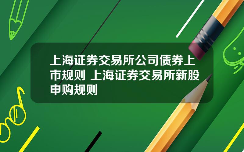 上海证券交易所公司债券上市规则 上海证券交易所新股申购规则